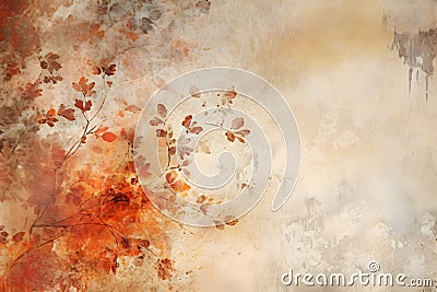 Paper with Sepia Painted Flowers - Charm of the Past and Delicacy of Nature Stock Photo