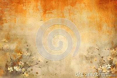 Paper with Sepia Painted Flowers - Charm of the Past and Delicacy of Nature Stock Photo