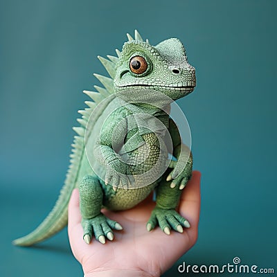 Charming Handcrafted Felt Basilisk: Realistic Fantasy Toy For Collectors Stock Photo