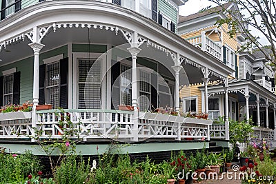 Charming home facade in Savannah, Georgia on a cloudy day Stock Photo