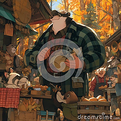 Animal-themed Market: Warm Autumn Vibes Stock Photo