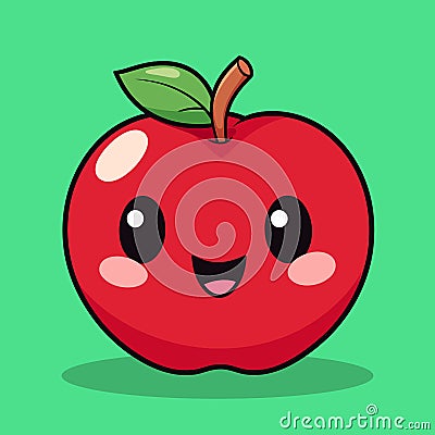 Charming Kawaii Apple Clipart - Sweet Fruit Illustration Vector Illustration