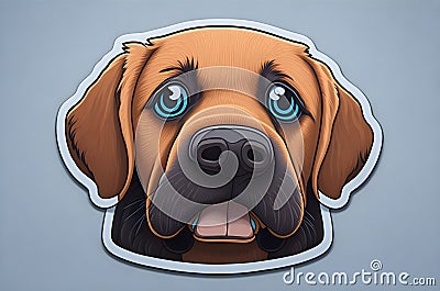 Charming Labrador Retriever Face Sticker, Cute Big Eyes in High-Resolution, cute dog face sticker Stock Photo