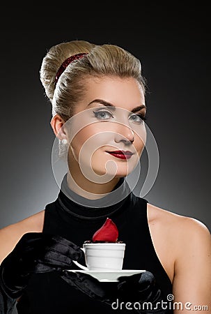 Charming lady with coffee cup Stock Photo
