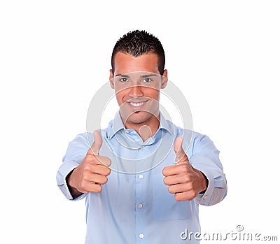 Charming latin guy with ok sign Stock Photo