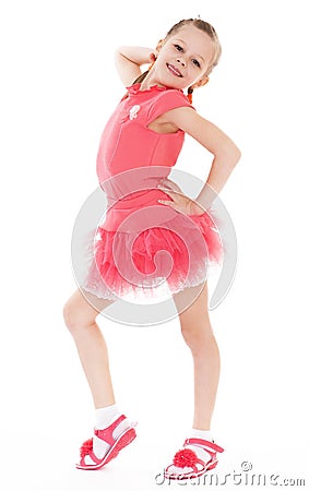 Charming little girl in short dress. Stock Photo