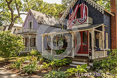 Charming Martha's Vineyard Victorian Cottages Editorial Stock Photo