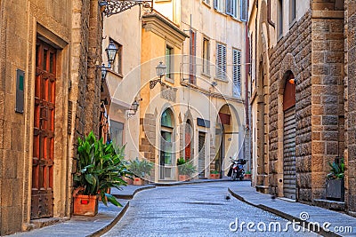 Charming narrow streets of Florence town Editorial Stock Photo