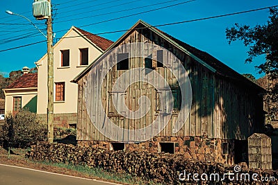 Charming old rural house made of wood Stock Photo