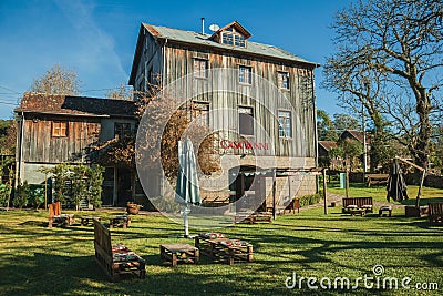 Charming old rural house made of wood and stone Editorial Stock Photo