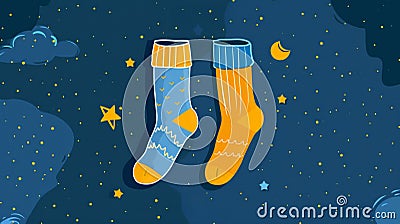 Starry Night Mismatched Socks for Down Syndrome Awareness Stock Photo