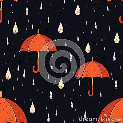Charming pattern of umbrellas and raindrops creating a whimsical and playful design for a fun and cheerful visual Stock Photo