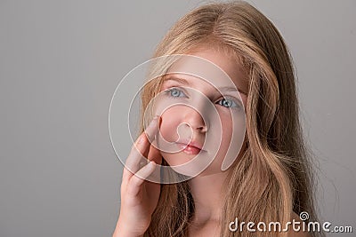 Charming pretty child is expressing pleasure Stock Photo