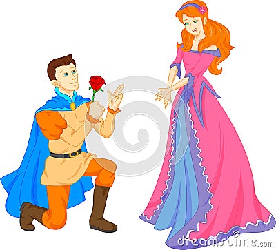 Charming prince and beautiful princess Vector Illustration