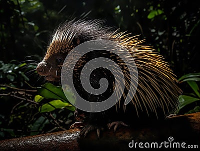 The Charming Quills of the Long-tailed Porcupine Stock Photo