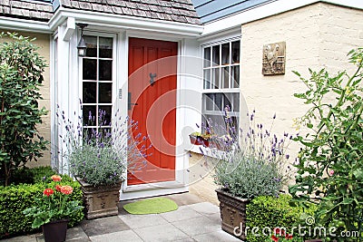 Charming red front door Stock Photo