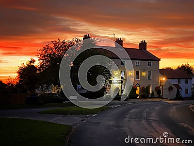 Charming rural pub at sunset Editorial Stock Photo