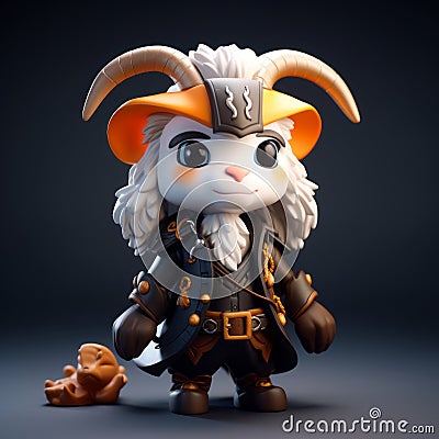 Charming Sheep Character Illustrations For Pirate Game Stock Photo