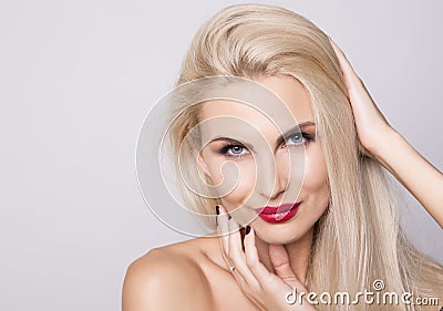 Charming smiling blonde woman Stock Photo