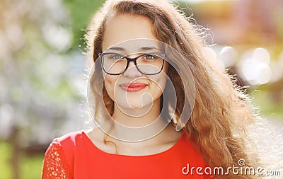 Charming smiling woman in glasses Stock Photo