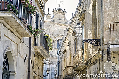 Charming street of historic Lecce, Puglia, Itly Stock Photo