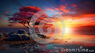 Charming sunset color shades in heaven Stock Photo