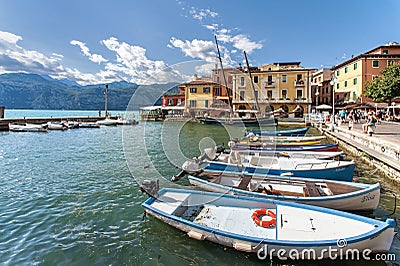 Charming town of Malcesine, Lake Garda, Italy Stock Photo