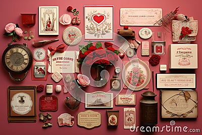 Charming Vintage Valentines Day Postcards and Stock Photo