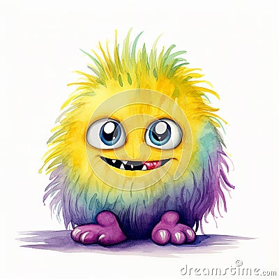 Charming watercolor monster that will capture your heart Stock Photo