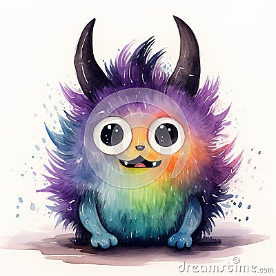 Charming watercolor monster that will capture your heart Stock Photo