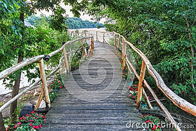 Romantic wooden bridge in Belgrade, Serbia Stock Photo