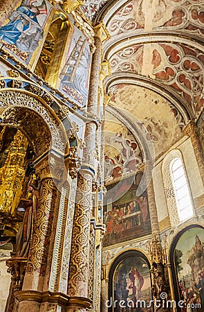 The Charola, round Templar church in the Convent of Christ Convento de Cristo Tomar, in the Centro region of Portugal, Editorial Stock Photo