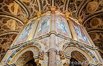 The Charola, round Templar church in the Convent of Christ Convento de Cristo Tomar, in the Centro region of Portugal, Editorial Stock Photo