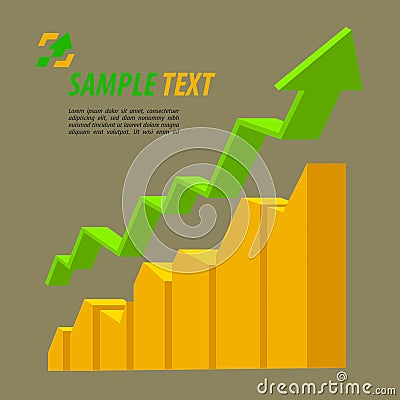 Chart with arrow text on grey Vector Illustration