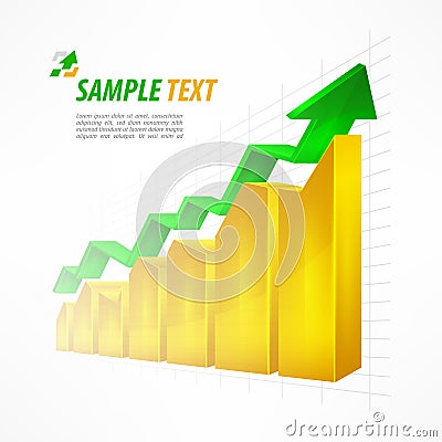 Chart with arrow text on white Vector Illustration