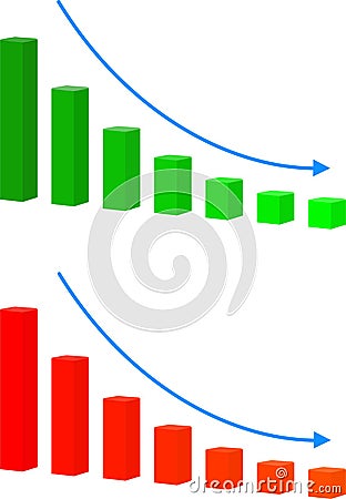 Chart With Bars Declining Raster Icon. Decrease Sign Icon. Finance ...