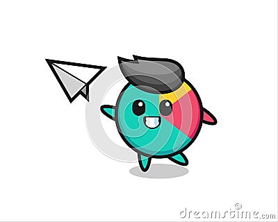 Chart cartoon character throwing paper airplane Vector Illustration