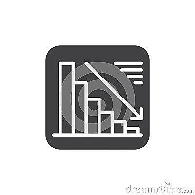 Chart goes down icon vector, filled flat sign, solid pictogram isolated on white. Negative dynamic symbol, logo illustration. Vector Illustration