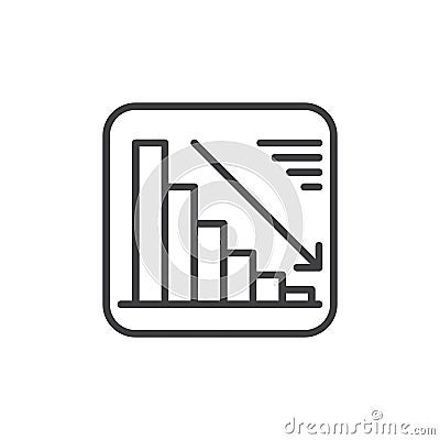 Chart goes down line icon, outline vector sign, linear style pictogram isolated on white. Negative dynamic symbol, logo illustrati Vector Illustration