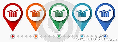 Chart, graph concept vector icon set, flat design business pointers, infographic template Vector Illustration