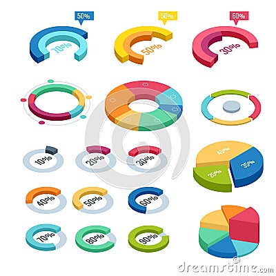 Chart and graphic isometric, business diagram data finance, graph report, information data statistic, infographic Vector Illustration