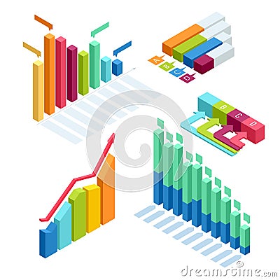 Chart and graphic isometric, business diagram data finance, graph report, information data statistic, infographic Vector Illustration