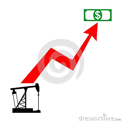 Chart for growth prices for oil and petroleum products. Oil growing graph Vector Illustration