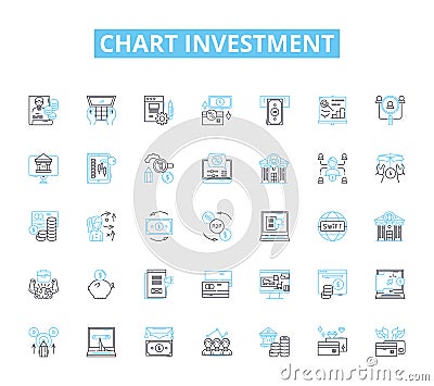 Chart investment linear icons set. Portfolio, Analysis, Return, Volatility, Allocation, Risk, Growth line vector and Vector Illustration