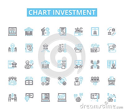 Chart investment linear icons set. Portfolio, Analysis, Return, Volatility, Allocation, Risk, Growth line vector and Vector Illustration