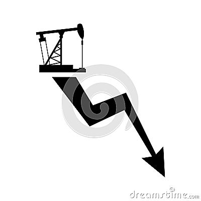 Chart for lower prices for oil and petroleum products. Oil decline graph Vector Illustration