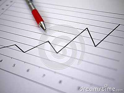 Chart and pen Stock Photo