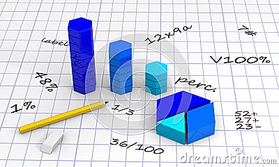 Chart with pencil and eraser Stock Photo