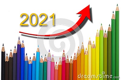 Chart shows success for new year 2021 Stock Photo