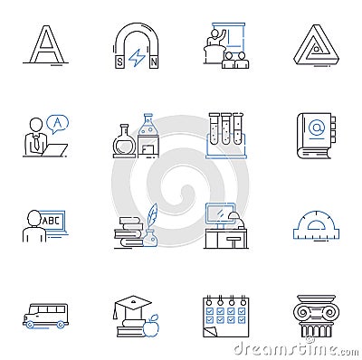 Charter school line icons collection. Innovate, Flexibility, Autonomy, Accountability, Education, Choice, Diversity Vector Illustration